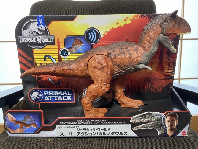 恐竜のおもちゃ ｼﾞｭﾗｼｯｸ ﾜｰﾙﾄﾞ ｽｰﾊﾟｰｱｸｼｮﾝ カルノタウルス ﾚﾋﾞｭｰ